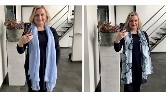 Steeds anders stylen en combineren met een donkerblauwe jurk (deel 3).