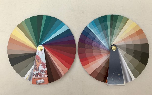 Pocket kleurenwaaier/ 2 sides /neutrale herfsttype.