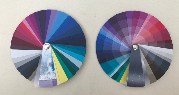 Pocket kleurenwaaier/ 2 sides/ zomer-wintertype.