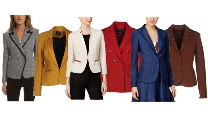Blazers in kleuren voor het lentetype, zomertype, herfsttype en wintertype.
